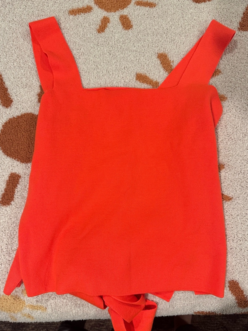 Anthropologie Bright Orange Square-Neck Knit Tank